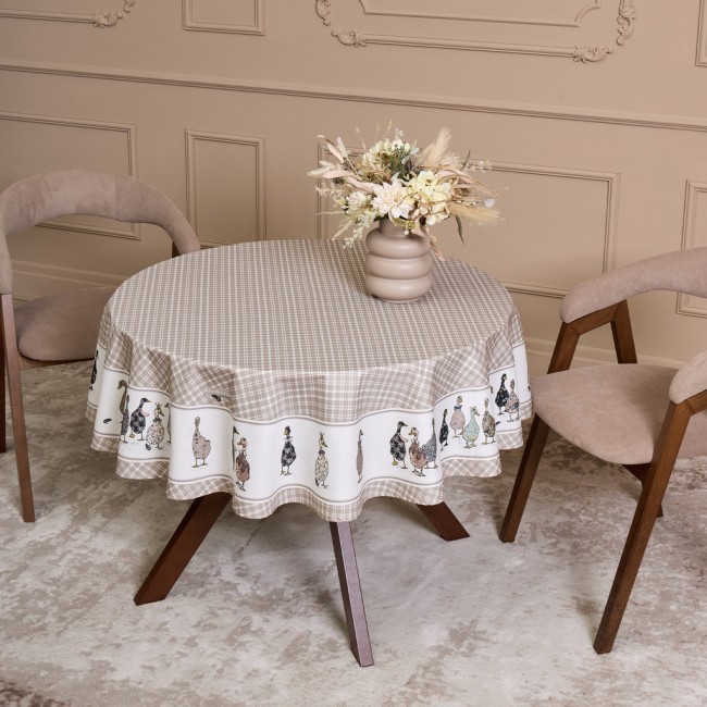 Скатерть  круглая "family farm" 150 см ,100% хлопок, клетка,твил, пропитка Lefard (850-748-23)