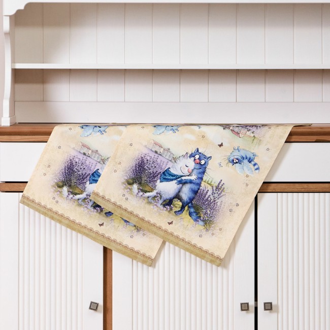 Набор полотенец из 2х шт "синие коты. лаванда",40х60см, 100% хлопок,твил, беж Lefard (850-718-62)