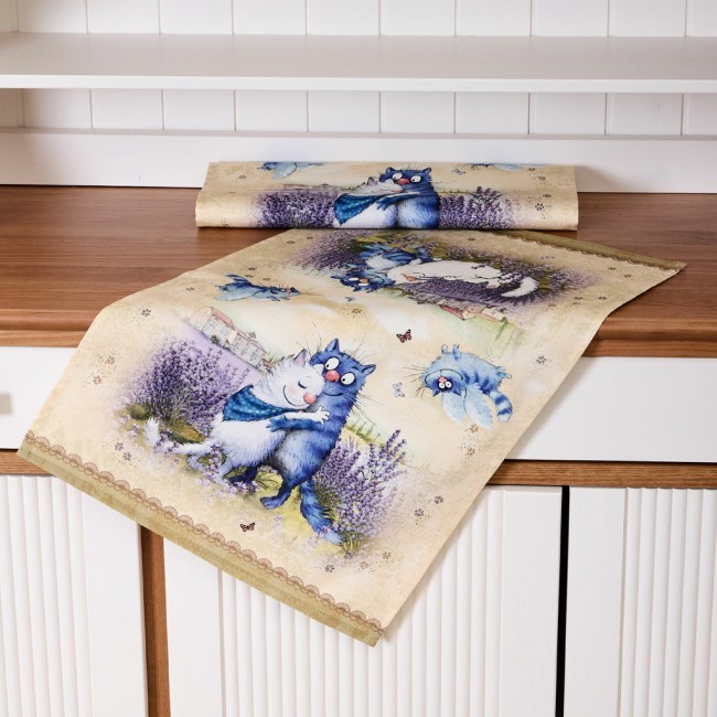 Набор полотенец из 2х шт "синие коты. лаванда",40х60см, 100% хлопок,твил, беж Lefard (850-718-62)