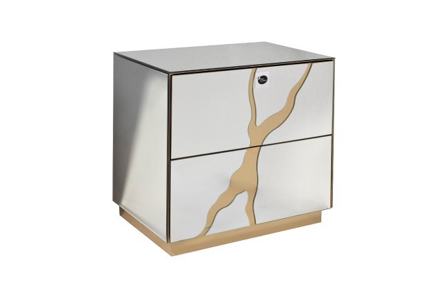 Тумба зеркальная с золотым декором 61*42*59см (TT-00011860)