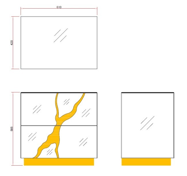 Тумба зеркальная с золотым декором 61*42*59см (TT-00011860)