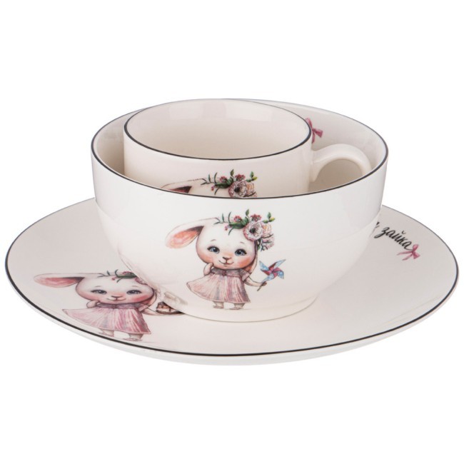 Набор посуды lefard моя зайка, 3 пр.: салатник 470мл, тарелка 20см, кружка 220мл Lefard (260-687)