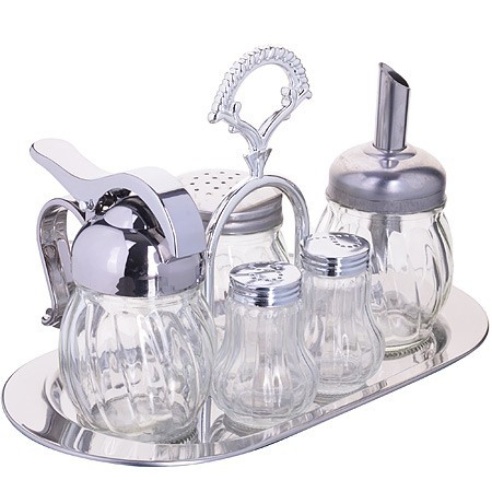 Набор для специй 6пр (соль,перец,масло,поднос,сахарница,приправы) МВ (23386)