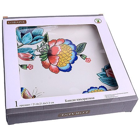 Блюдо квадратное 22х22см Летний букет доломит LR (30802) Блюдо квадратное 22х22см Летний букет доломит LR (30802)