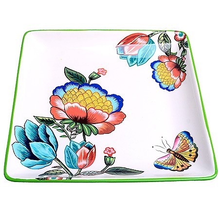 Блюдо квадратное 22х22см Летний букет доломит LR (30802) Блюдо квадратное 22х22см Летний букет доломит LR (30802)