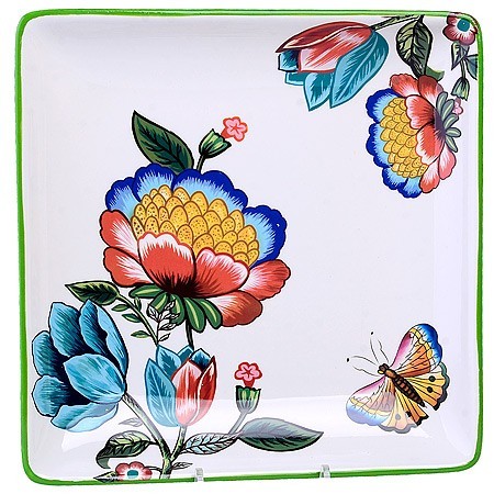 Блюдо квадратное 22х22см Летний букет доломит LR (30802) Блюдо квадратное 22х22см Летний букет доломит LR (30802)