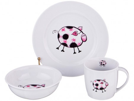 Набор посуды на 1 персону 3 пр.: кружка 300мл+тарелка 21,5см + салатник 15см. DUBI (606-843)
