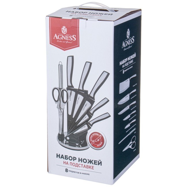Набор ножей agness с ножницами и мусатом на пластиковой подставке, 8 предметов Agness (911-769) Набор ножей agness с ножницами и мусатом на пластиковой подставке, 8 предметов Agness (911-769)