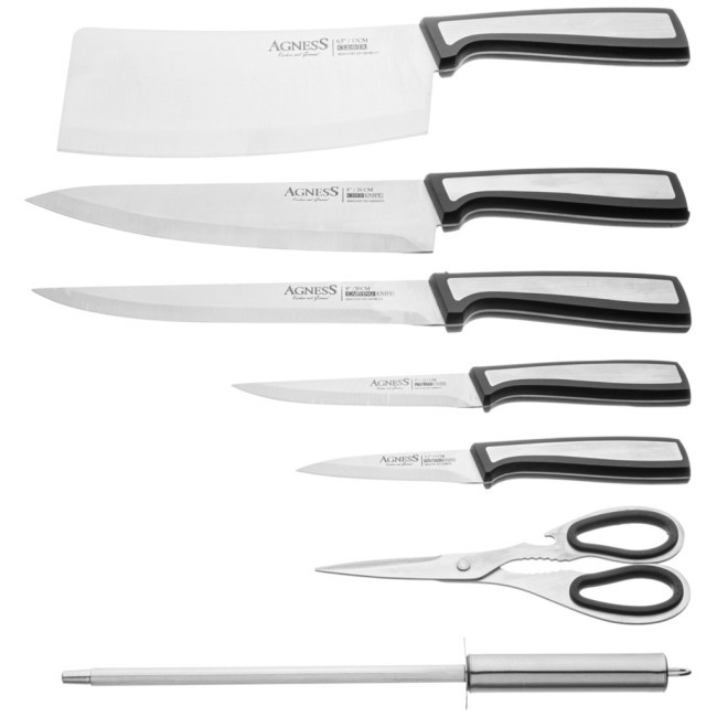 Набор ножей agness с ножницами и мусатом на пластиковой подставке, 8 предметов Agness (911-769) Набор ножей agness с ножницами и мусатом на пластиковой подставке, 8 предметов Agness (911-769)