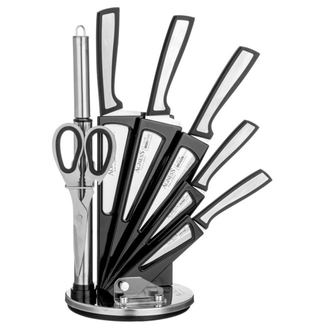 Набор ножей agness с ножницами и мусатом на пластиковой подставке, 8 предметов Agness (911-769) Набор ножей agness с ножницами и мусатом на пластиковой подставке, 8 предметов Agness (911-769)