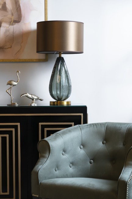 Лампа настольная сер-зел.стекло/плафон кор. 35*h.60см (TT-00007571)