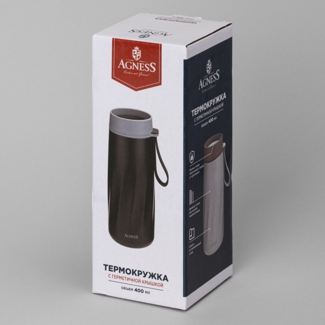 Термокружка curl umber 400 мл, колба нерж.сталь 18/10 Agness (798-102)