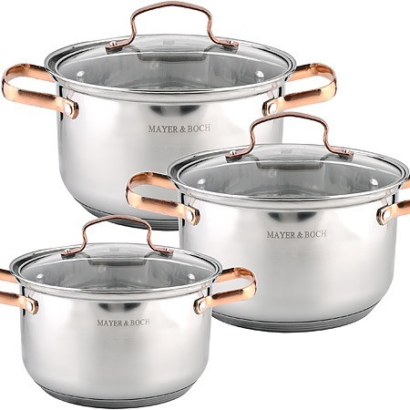 Набор кастрюль 2л+2,8л+3,8л нерж/ст с зол.ручками Mayer&Boch (40457) Набор кастрюль 2л+2,8л+3,8л нерж/ст с зол.ручками Mayer&Boch (40457)