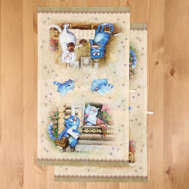 Набор полотенец из 2х шт "синие коты. любовь моя ",40х70см, 100% хлопок,твил, беж Lefard (850-719-62)