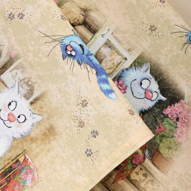 Набор полотенец из 2х шт "синие коты. любовь моя ",40х70см, 100% хлопок,твил, беж Lefard (850-719-62)