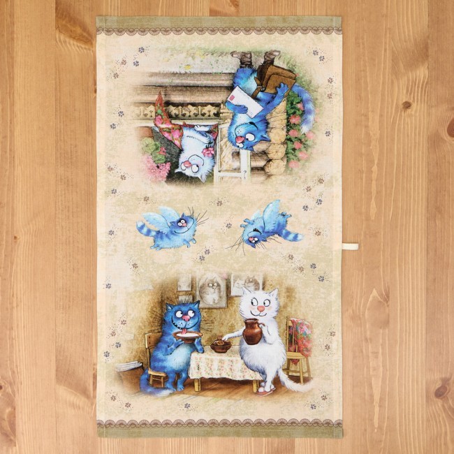 Набор полотенец из 2х шт "синие коты. любовь моя ",40х70см, 100% хлопок,твил, беж Lefard (850-719-62)