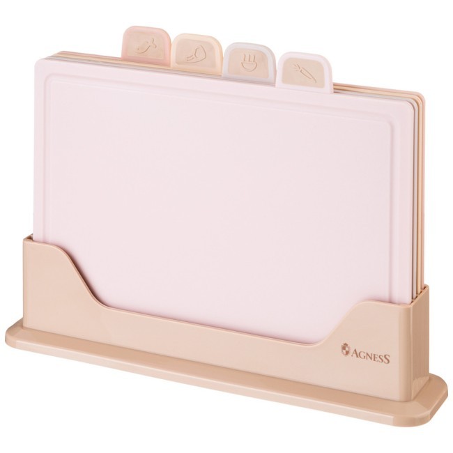 Набор agness из 4 досок на подставке, цвет: розово-бежевый Agness (671-206)