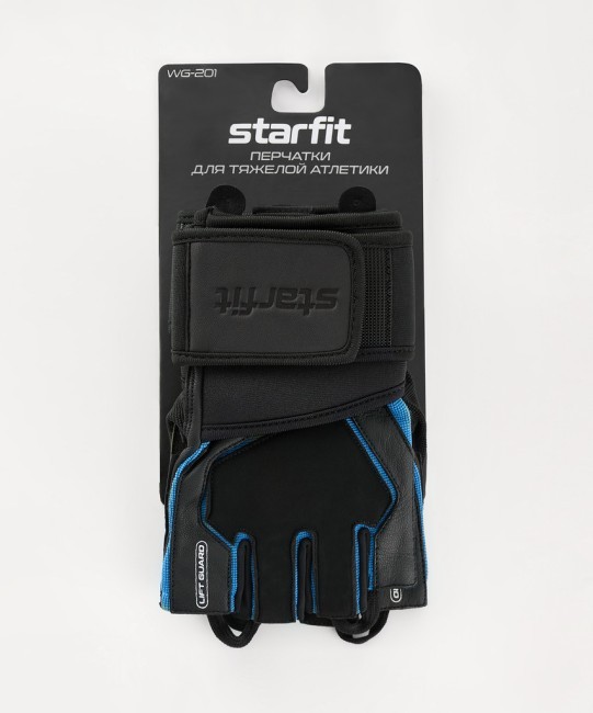 Перчатки для фитнеса STARFIT WG-201, черный/синий (2119229) Перчатки для фитнеса STARFIT WG-201, черный/синий (2119229)