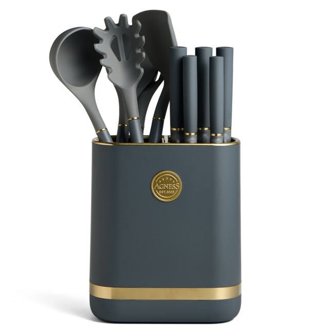 Набор agness из 11пр: 5 ножей,подставка,половник,ложка,лопатка,шумовка,ложка для спагетти Agness (671-222)