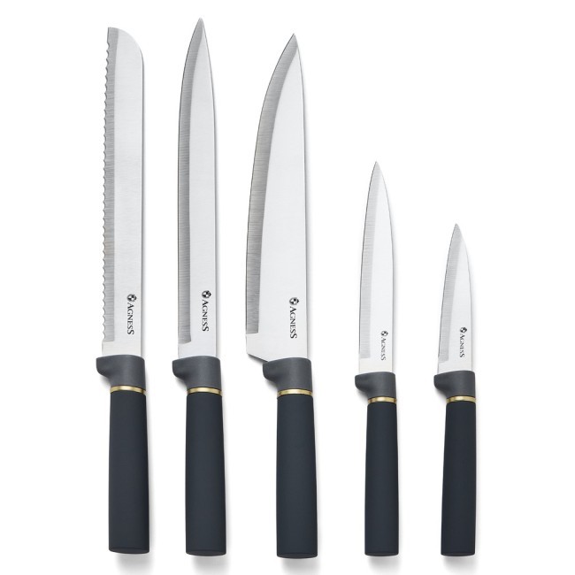 Набор agness из 11пр: 5 ножей,подставка,половник,ложка,лопатка,шумовка,ложка для спагетти Agness (671-222)