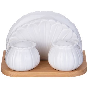 Набор для специй lefard "native" 3 пр.: соль, перец, салфетница на дерев. подставке Lefard (587-175)