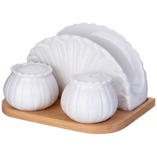 Набор для специй lefard "native" 3 пр.: соль, перец, салфетница на дерев. подставке Lefard (587-175)