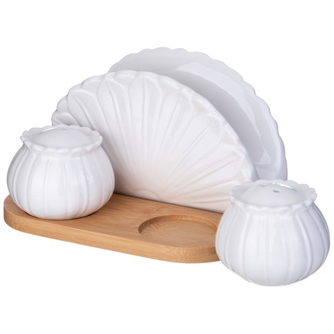 Набор для специй lefard "native" 3 пр.: соль, перец, салфетница на дерев. подставке Lefard (587-175)