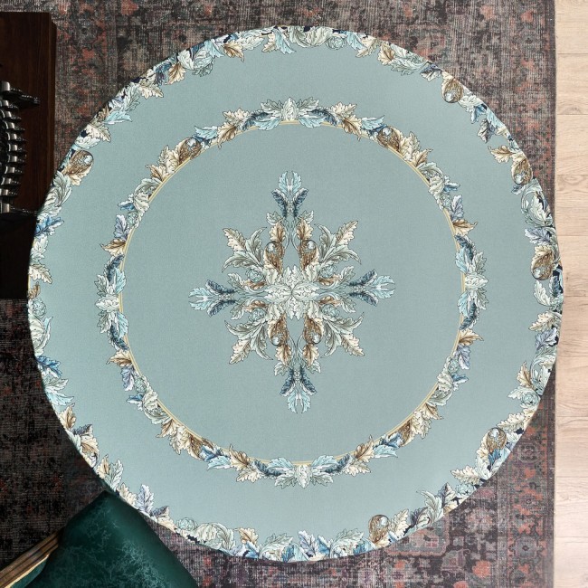 Скатерть круглая "листья морриса" gold stripe d150 см , 100% хлопок , твил, пропитка Lefard (850-752-26)
