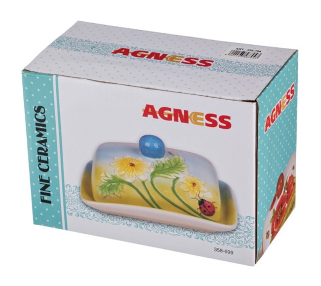 Масленка "корейская роза" 17*12,5 см. высота=8,5 см Agness (358-460)