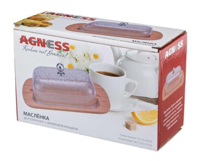 Масленка agness с пластиковой крышкой 19*12*7 см Agness (912-018) Масленка agness с пластиковой крышкой 19*12*7 см Agness (912-018)