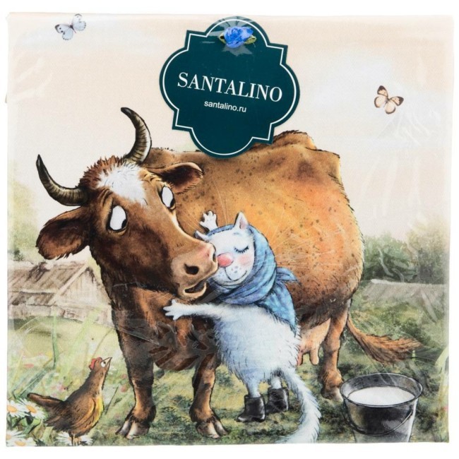 Набор салфеток из 2-х шт  "синие коты. про любовь",40х40см, 100% хлопок,твил, беж Lefard (850-720-81)