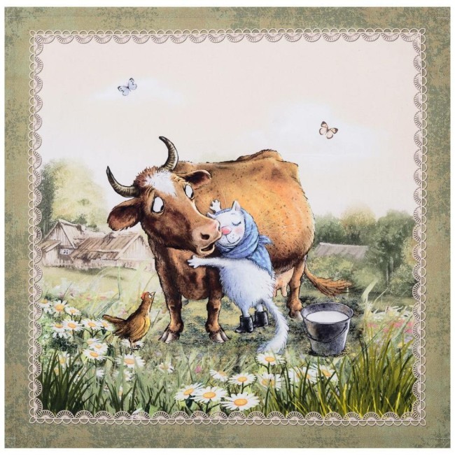 Набор салфеток из 2-х шт  "синие коты. про любовь",40х40см, 100% хлопок,твил, беж Lefard (850-720-81)