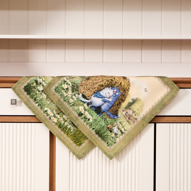 Набор салфеток из 2-х шт  "синие коты. про любовь",40х40см, 100% хлопок,твил, беж Lefard (850-720-81)