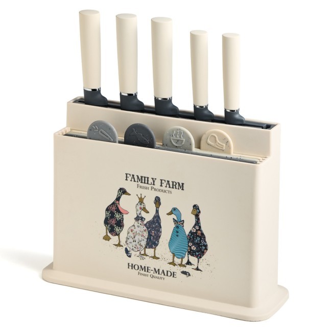 Набор agness из 10пр: 5 ножей, 4 доски и подставка, серия "family farm" Agness (671-223)