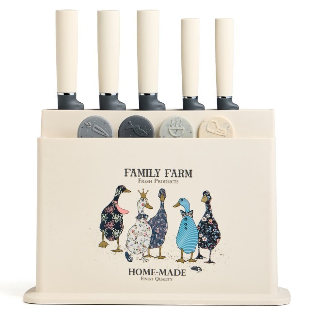 Набор agness из 10пр: 5 ножей, 4 доски и подставка, серия "family farm" Agness (671-223)