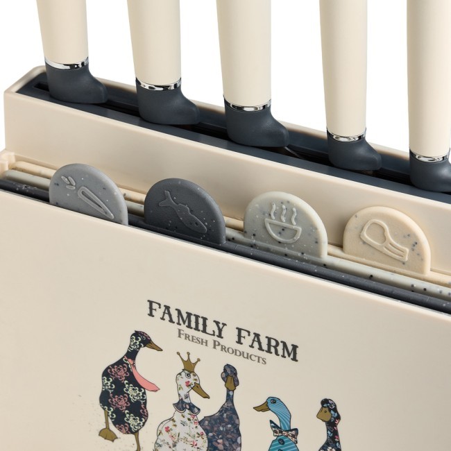 Набор agness из 10пр: 5 ножей, 4 доски и подставка, серия "family farm" Agness (671-223)