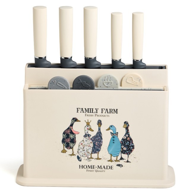 Набор agness из 10пр: 5 ножей, 4 доски и подставка, серия "family farm" Agness (671-223)