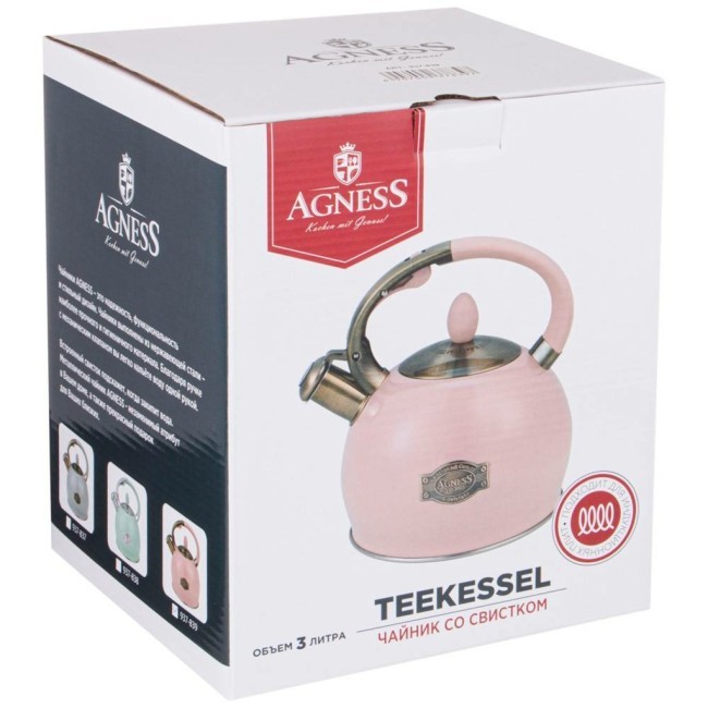 Чайник agness со свистком, серия тюдор, 3,0 л термоаккумулирующее дно, индукция Agness (937-839) Чайник agness со свистком, серия тюдор, 3,0 л термоаккумулирующее дно, индукция Agness (937-839)