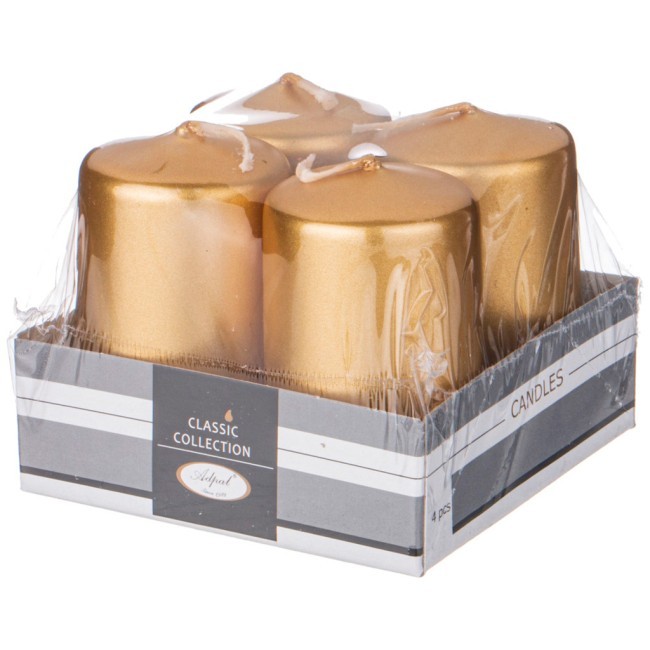 Набор свечей из 4 штук d4*7 см золотой металлик (TT-00013613)