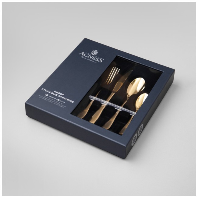 Набор столовых приборов senso agness 16 пр., сталь 18/10, пвд покрытие, цвет: шампань Agness (1000-017) Набор столовых приборов senso agness 16 пр., сталь 18/10, пвд покрытие, цвет: шампань Agness (1000-017)