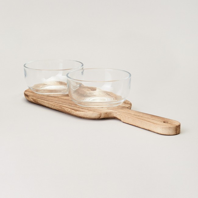 Менажница 2-х секционная на деревянной подставке 350 мл Lefard (172-166)