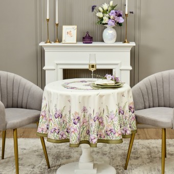 Скатерть круглая " ирисы" 150см белая ,100% хлопок ,твил, с пропиткой Lefard (850-743-23) Скатерть круглая " ирисы" 150см белая ,100% хлопок ,твил, с пропиткой Lefard (850-743-23)