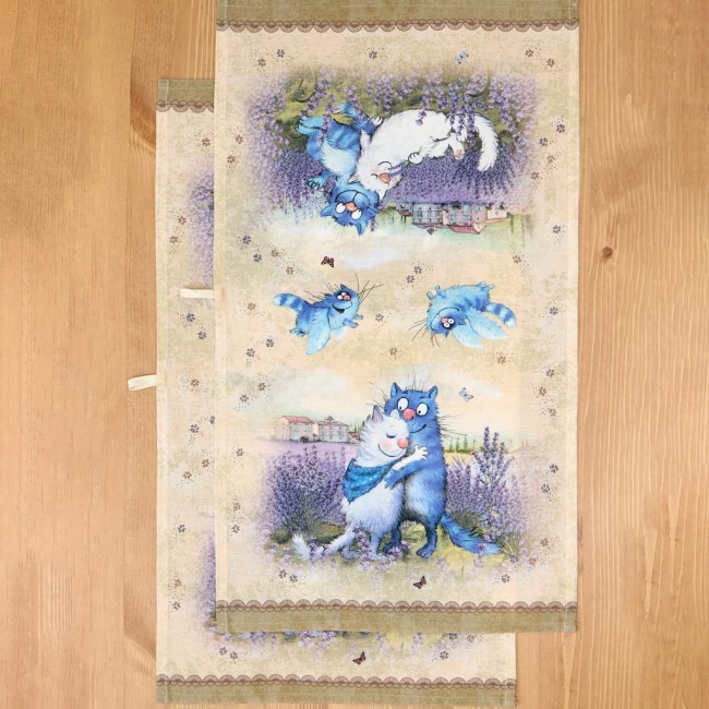 Набор полотенец из 2х шт "синие коты. лаванда",40х70см, 100% хлопок,твил, беж Lefard (850-718-61)