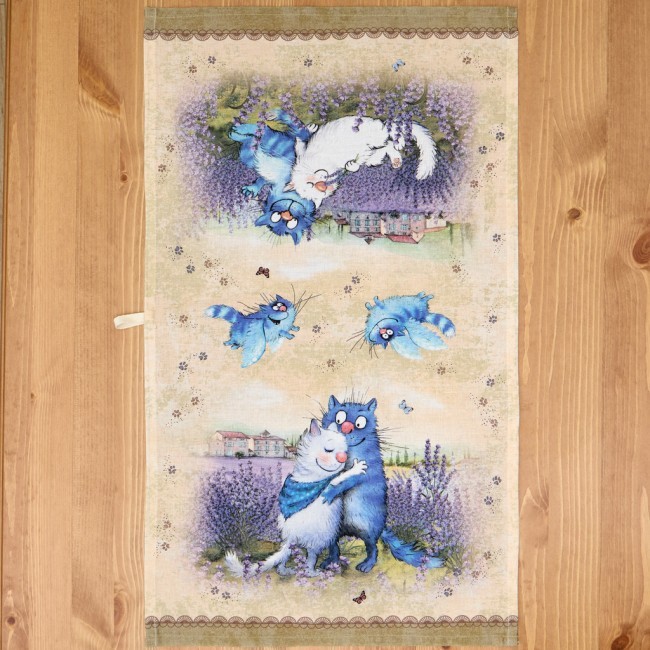 Набор полотенец из 2х шт "синие коты. лаванда",40х70см, 100% хлопок,твил, беж Lefard (850-718-61)