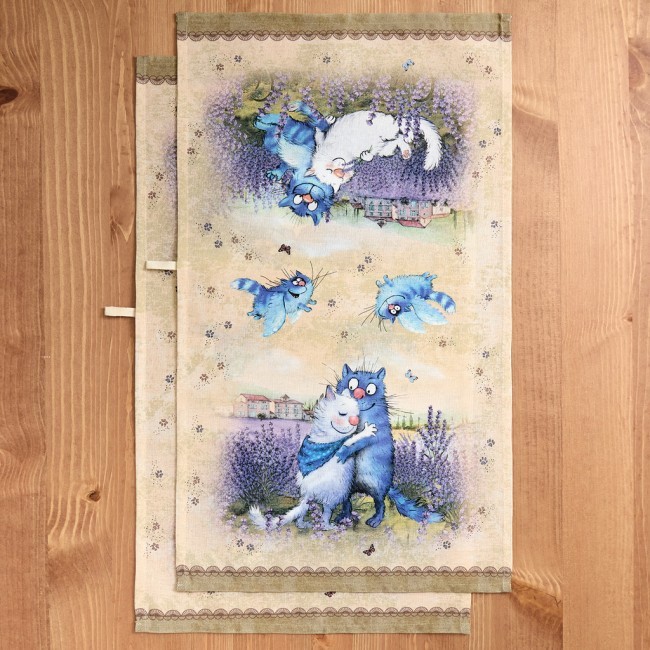 Набор полотенец из 2х шт "синие коты. лаванда",40х70см, 100% хлопок,твил, беж Lefard (850-718-61)