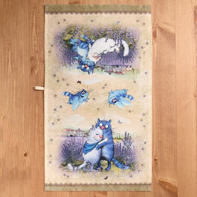 Набор полотенец из 2х шт "синие коты. лаванда",40х70см, 100% хлопок,твил, беж Lefard (850-718-61)