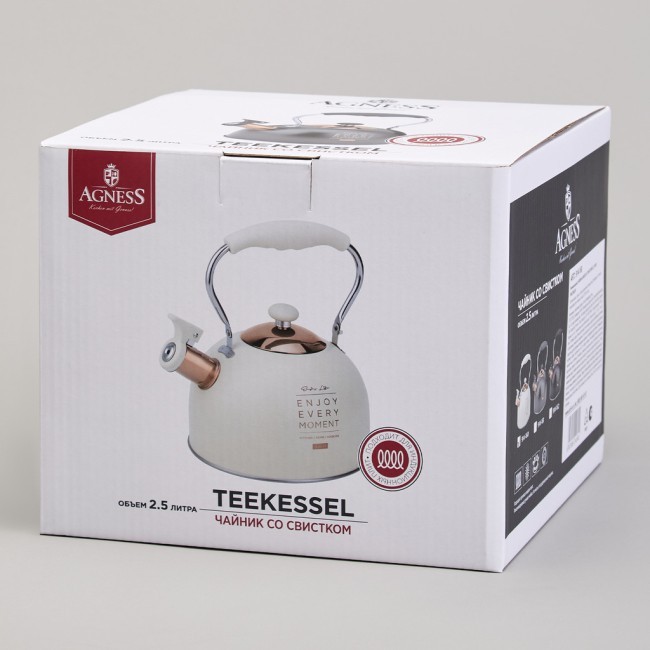 Чайник agness со свистком 2,5 л,нжс индукция Agness (914-160) Чайник agness со свистком 2,5 л,нжс индукция Agness (914-160)