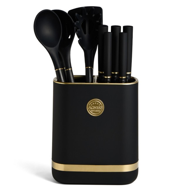 Набор agness из 11пр: 5 ножей,подставка,половник,ложка,лопатка,шумовка,ложка для спагетти Agness (671-221)