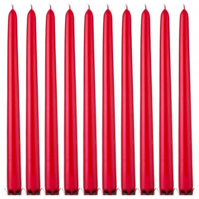 Набор свечей из 10 шт.лакированный красный высота=28 Adpal (348-642)