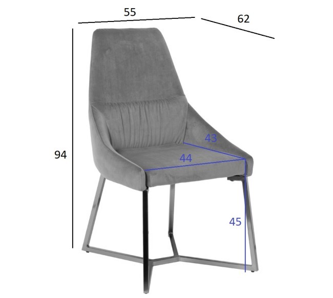 Стул велюр серый на метал.основании 55*62*94см (TT-00001969) Стул велюр серый на метал.основании 55*62*94см (TT-00001969)